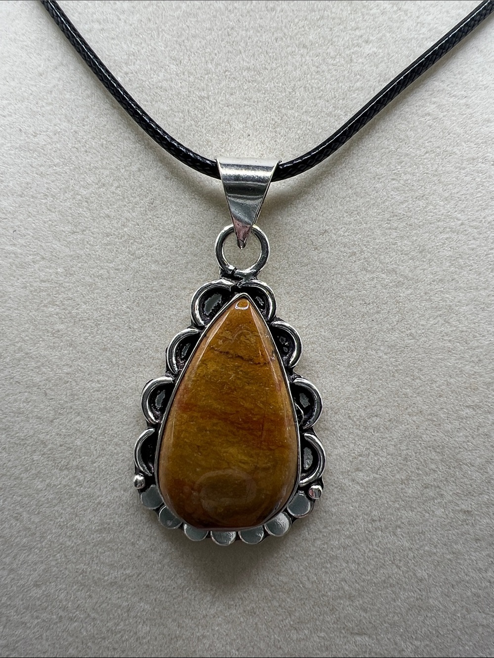 Teardrop Brown Jasper Pendant Necklace